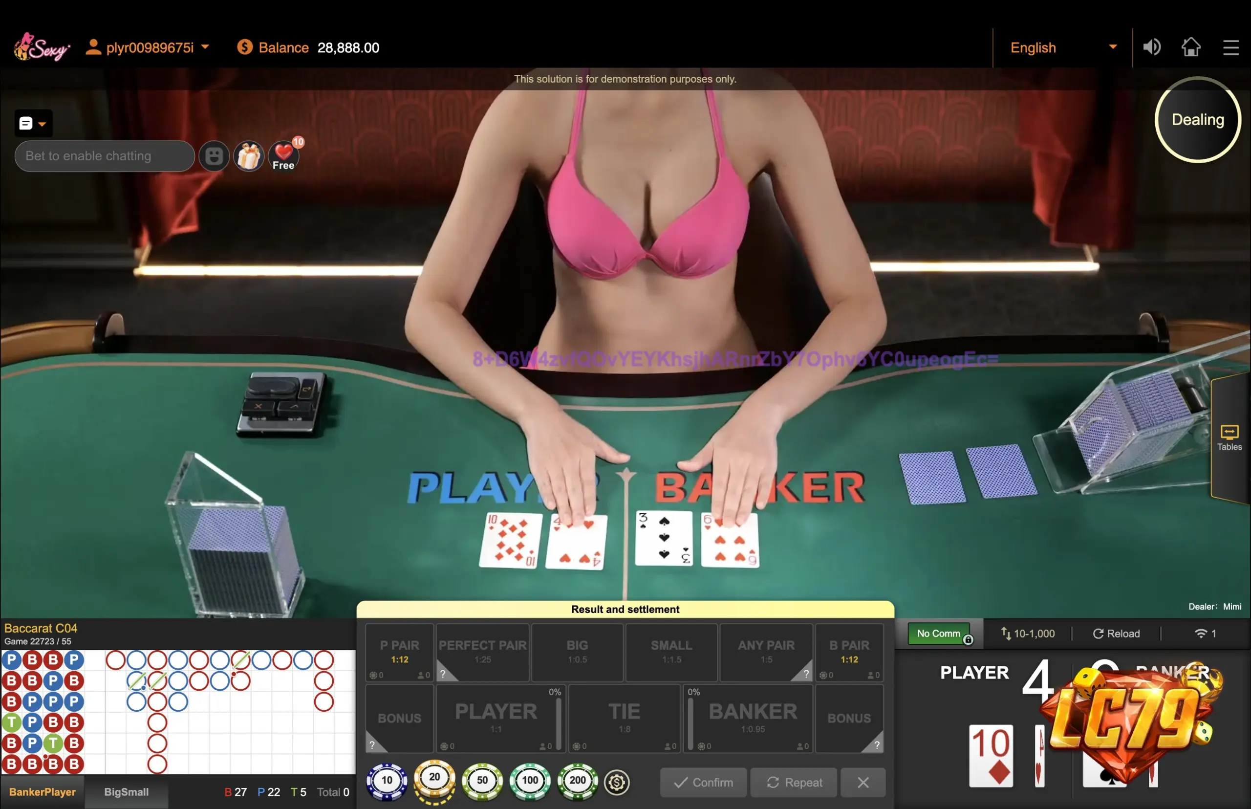 Bảng đường cầu Baccarat trực tuyến tại LC79