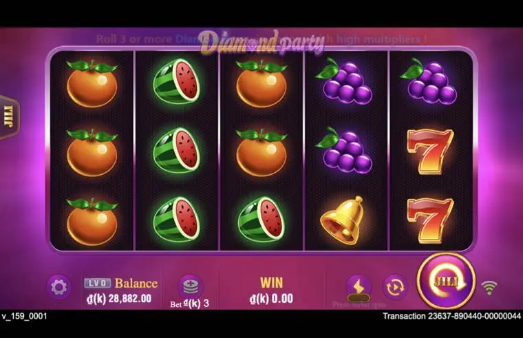 Ảnh màn hình gameplay game Diamond Party (slot JILI) chơi tại LC79