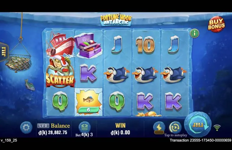 Ảnh màn hình gameplay game Fortune Hook Antarctic (slot JILI) chơi tại LC79