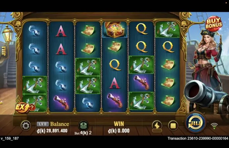 Ảnh bảng biểu tượng & tính năng game Pirate Queen (slot JILI) chơi tại LC79